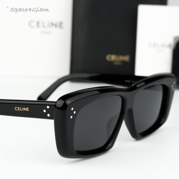 BRAND NEW Celine CL40259I 01A Black Black Rectangle Unisex Sunglasses CL 40259I - Picture 1 of 7